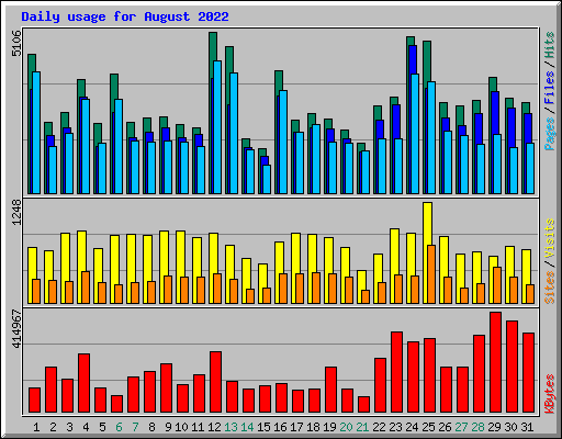 Daily usage for August 2022
