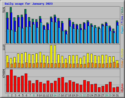 Daily usage for January 2023