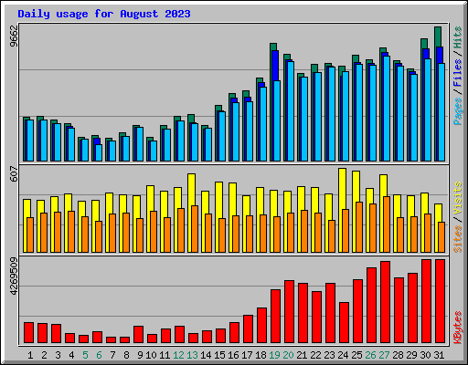 Daily usage for August 2023