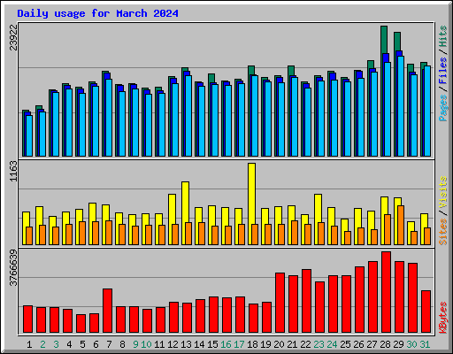 Daily usage for March 2024