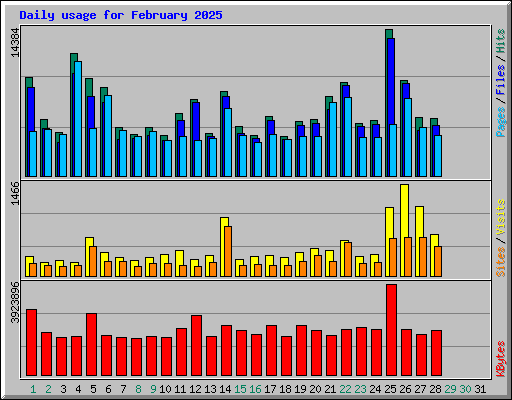 Daily usage for February 2025